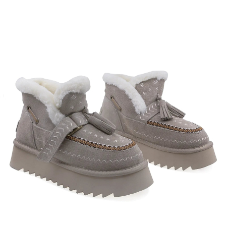 Ghete Dama Casual Anna Viotti Piele Intoarsa D113-4 Gri [1]