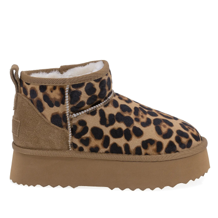 Ghete - Ghete Dama Casual Anna Viotti Piele Intoarsa D113-MORES DB MINI Leopard
