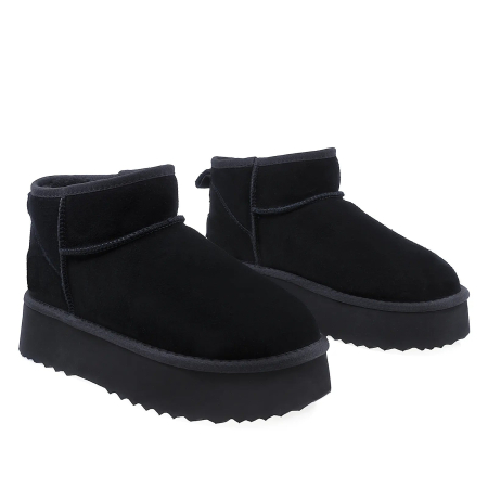Ghete Dama Casual Anna Viotti Piele Intoarsa D113-MORES DB MINI Negru [1]