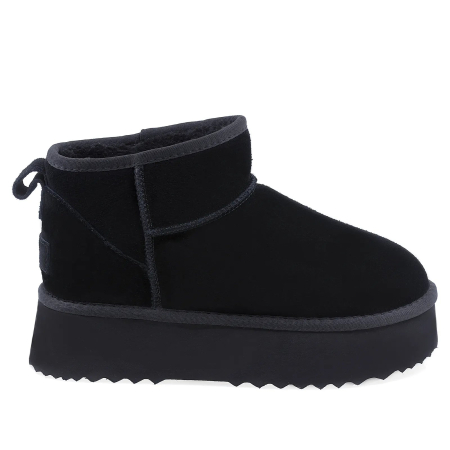 Ghete - Ghete Dama Casual Anna Viotti Piele Intoarsa D113-MORES DB MINI Negru