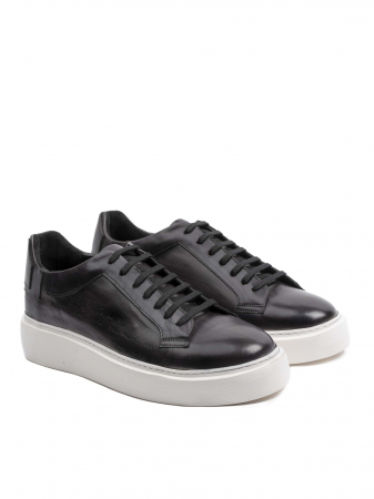 Hand painted Black Manuscript Sneakers – Piele Naturală, Construcție Manuală, Detalii Exclusiviste [2]