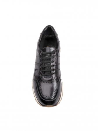 SmartCausal - Hand Painted Black Sneakers – Piele Naturală, Construcție Manuală, Detalii Exclusiviste
