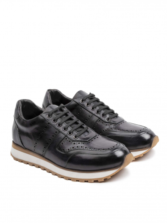 Hand Painted Black Sneakers – Piele Naturală, Construcție Manuală, Detalii Exclusiviste [2]