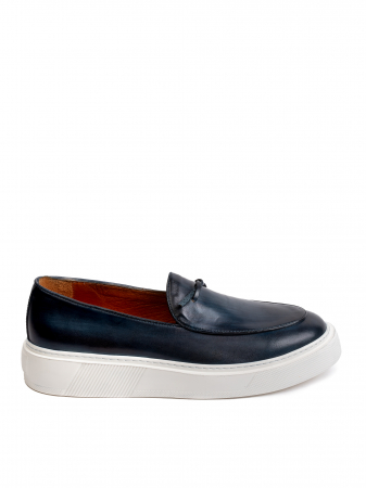 Hand Painted Dark Navy Blue Loafers – Piele Naturală, Design Elegant, Confort Maximal [1]