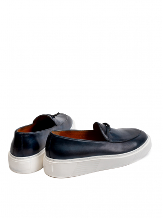 Hand Painted Dark Navy Blue Loafers – Piele Naturală, Design Elegant, Confort Maximal [3]