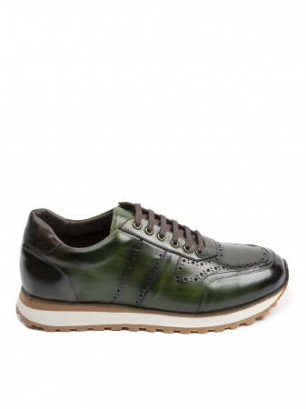 Hand Painted Forest Green Sneakers – Piele Naturală, Construcție Manuală, Detalii Exclusiviste [1]