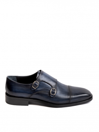 Hand Painted Navy Blue Double strap Monk – Piele Naturală, Construcție Manuală, Detalii Exclusiviste [1]