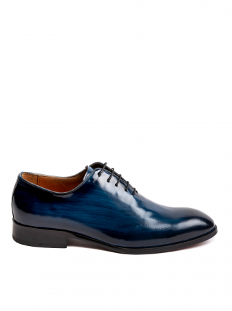 Hand Painted Navy Blue Oxford – Piele Italiană, Pictați Manual, Talpă Roșie [1]