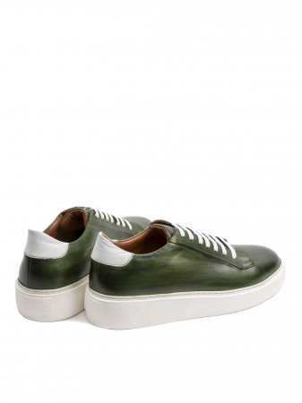Hand Painted Forest Green Sneakers – Piele Naturală, Construcție Manuală, Detalii Exclusiviste [2]