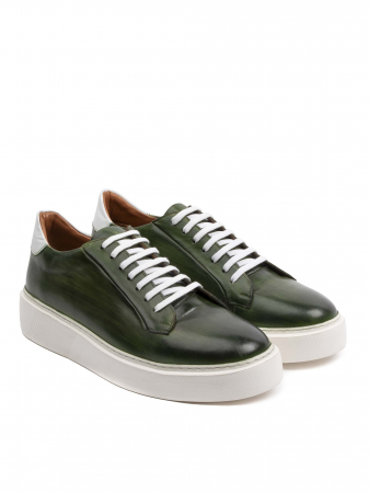 Hand Painted Forest Green Sneakers – Piele Naturală, Construcție Manuală, Detalii Exclusiviste [1]