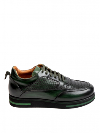 Hand Painted Scaled Forrest Green Sneakers – Piele Naturală, Construcție Manuală, Detalii Exclusiviste [1]