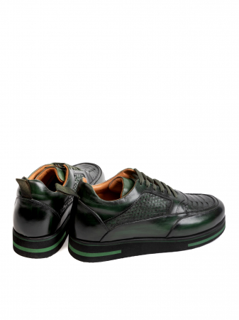 Hand Painted Scaled Forrest Green Sneakers – Piele Naturală, Construcție Manuală, Detalii Exclusiviste [3]