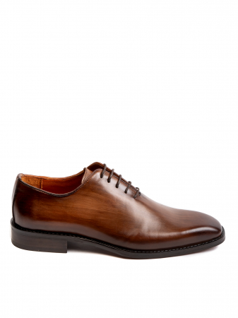 Hand Painted Tawny Brown Oxford – Piele Italiană, Pictați Manual, Talpă Roșie [1]