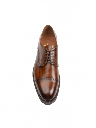Derby - Hand Painted Walnut Brown Derby – Piele Naturală, Confort Premium, Talpă Rezistentă