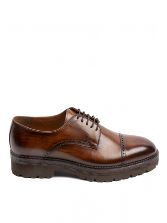 Hand Painted Walnut Brown Derby – Piele Naturală, Confort Premium, Talpă Rezistentă [1]