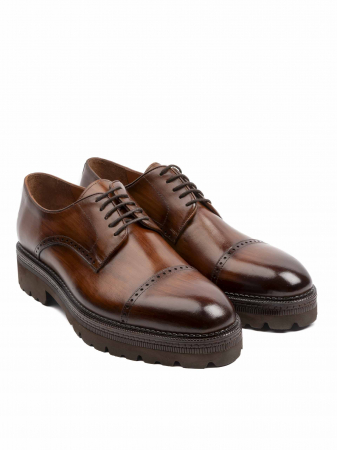Hand Painted Walnut Brown Derby – Piele Naturală, Confort Premium, Talpă Rezistentă [2]