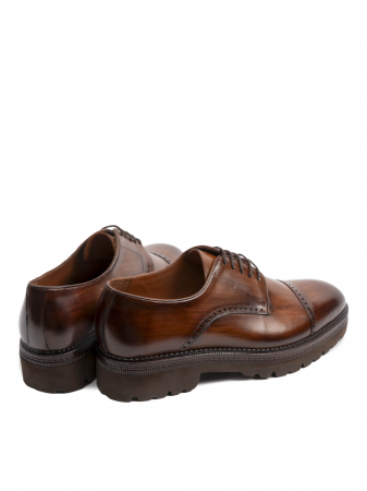 Hand Painted Walnut Brown Derby – Piele Naturală, Confort Premium, Talpă Rezistentă [3]