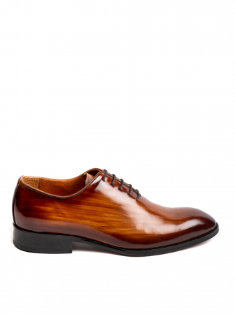 Hand Painted Walnut Brown Oxford – Piele Italiană, Pictați Manual, Talpă Roșie [1]