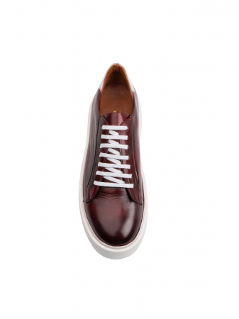 SmartCausal - Hand Painted Walnut Brown Sneakers – Piele Naturală, Construcție Manuală, Detalii Exclusiviste