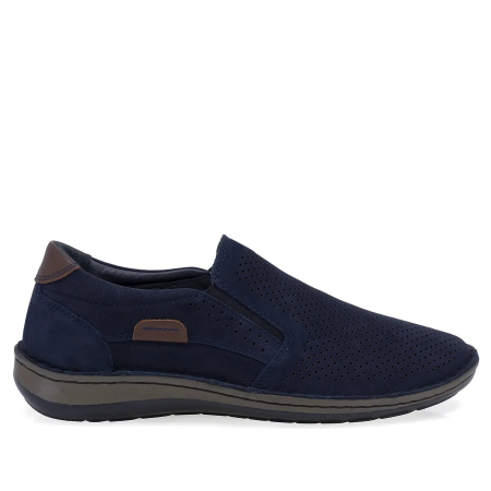 Loafers - Mocasini Barbati Nubuck Perforat Bleumarin B36-9505-1LACI