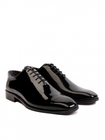 Oxford Gloss Deep Black – Piele Italiană, Pictați Manual, Talpă Roșie [2]