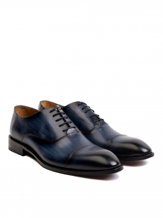 Oxford Hand Painted Radiant Blue – Piele Naturală, Pictați Manual, Talpă Hibridă din Cauciuc și Piele [2]