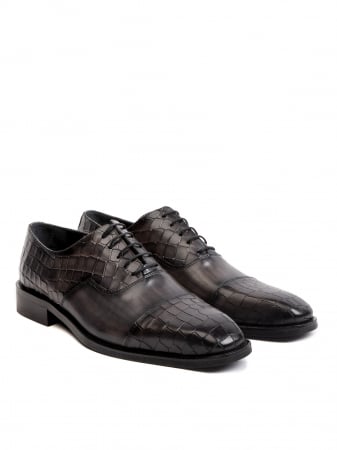 Oxford Hand Painted Scaled All Black – Piele Naturală, Pictați Manual, Talpă Neolite [2]