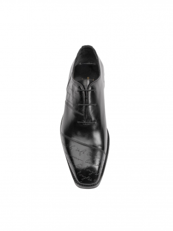 Oxford - Oxford Hand Painted Space Black Manuscript – Piele Naturală, Pictați Manual, Talpă Roșie