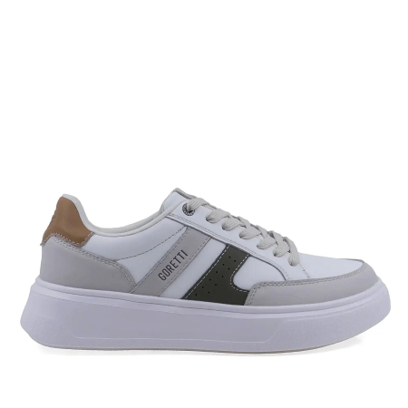 Sneakers - Pantofi barbati casual bej din piele naturala Goretti cu talpa usoara