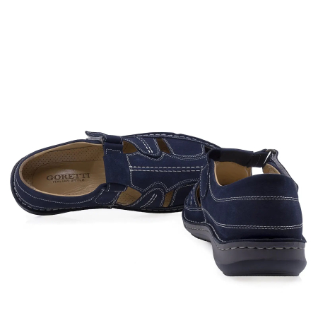 Pantofi barbati casual bleumarin din piele nabuc Goretti cu talpa usoara [2]