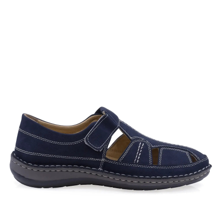 Loafers - Pantofi barbati casual bleumarin din piele nabuc Goretti cu talpa usoara