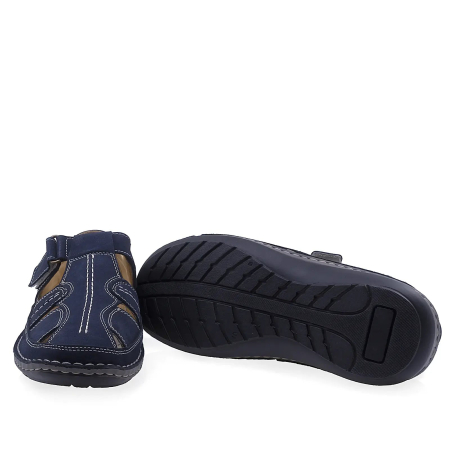 Pantofi barbati casual bleumarin din piele nabuc Goretti cu talpa usoara [3]