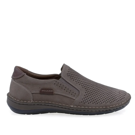 Loafers - Pantofi barbati casual gri din piele nabuc Goretti cu talpa usoara