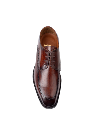 Oxford - Pantofi bărbați EvantoShoes Derby din piele naturală maro închis cu perforații decorative