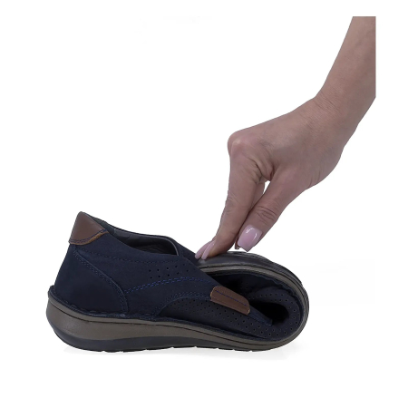 Pantofi Casual Barbati Nubuck Perforat Bleumarin B36-9506-1LACI [1]