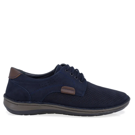SmartCausal - Pantofi Casual Barbati Nubuck Perforat Bleumarin B36-9506-1LACI