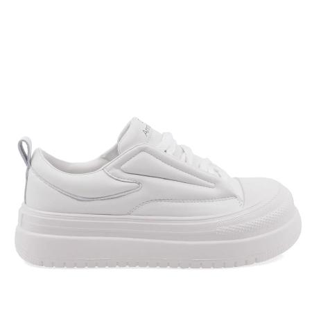 Incaltaminte dama - Pantofi casual damă Anna Viotti din piele naturală box, alb, platformă față 3,5 cm, spate 4 cm - D106-50