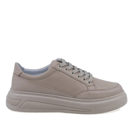 Incaltaminte dama - Pantofi casual damă Anna Viotti din piele naturală box, bej, talpă față 2,5 cm, platformă spate 4 cm - D16-410