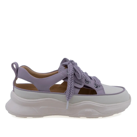 Incaltaminte dama - Pantofi casual damă Anna Viotti din piele naturală box, mov, platformă față 3,5 cm, spate 4 cm - D106-26L