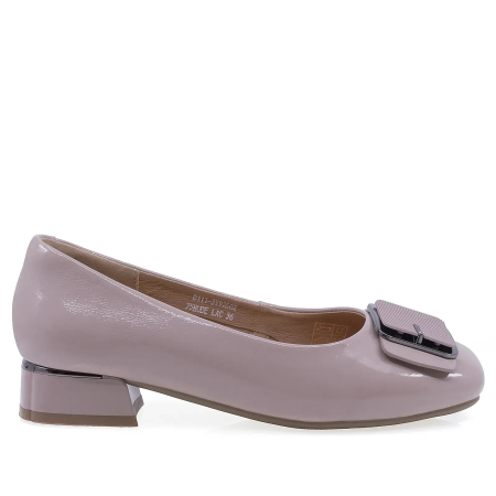 Pantofi - Pantofi dama eleganti nude din piele naturala lacuita Anna Viotti  cu toc mic 4 cm