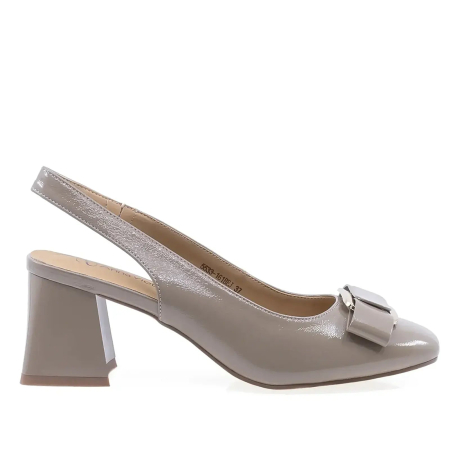 Pantofi - Pantofi dama eleganti bej din piele naturala lacuita Anna Viotti cu toc 6,5 cm