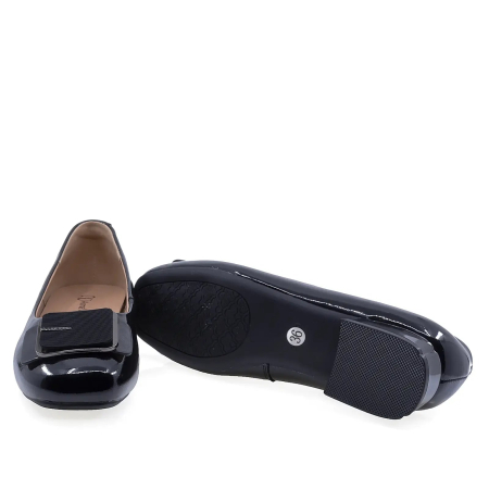 Pantofi dama eleganti negri din piele naturala lacuita Anna Viotti cu toc mic 4 cm [3]