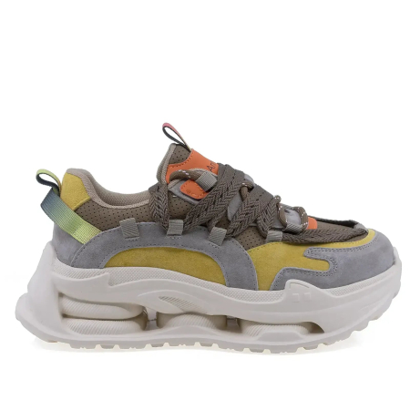 Sneakers - Pantofi dama sport maro din piele intoarsa Goretti cu platforma usoara