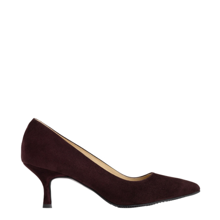 Pantofi - Pantofi damă stiletto Guban, velur brownie, vârf ascuțit, toc 6 cm – model 1414