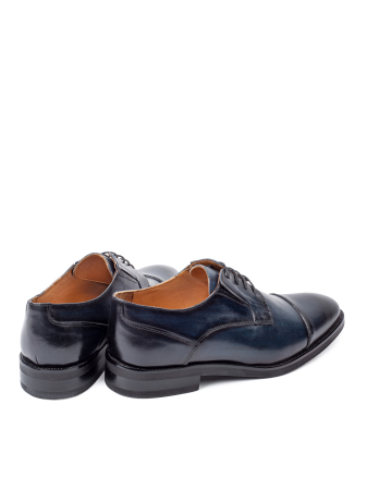 Pantofi de piele pentru bărbați Derby Cap Toe Navy Blue [3]