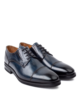 Pantofi de piele pentru bărbați Derby Cap Toe Navy Blue [2]
