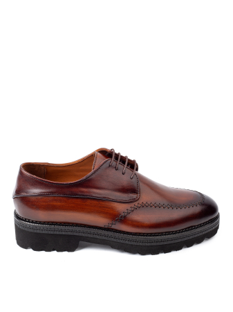 Pantofi de piele pentru bărbați Derby Cognac Patinat Manual Urban Chunky [1]