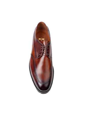 Derby - Pantofi de piele pentru bărbați Derby Cognac Patinat Manual Urban Chunky