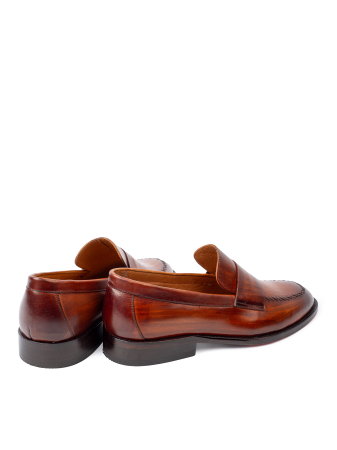 Pantofi de piele pentru bărbați Loafer Cognac Patinat Manual [3]