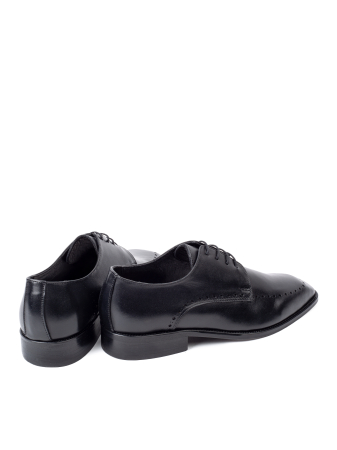 Pantofi din piele pentru bărbați   Derby Semi-Brogue Negri [3]